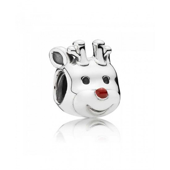 Pandora Charm-Silver Red Nosed Reindeer Jewelry