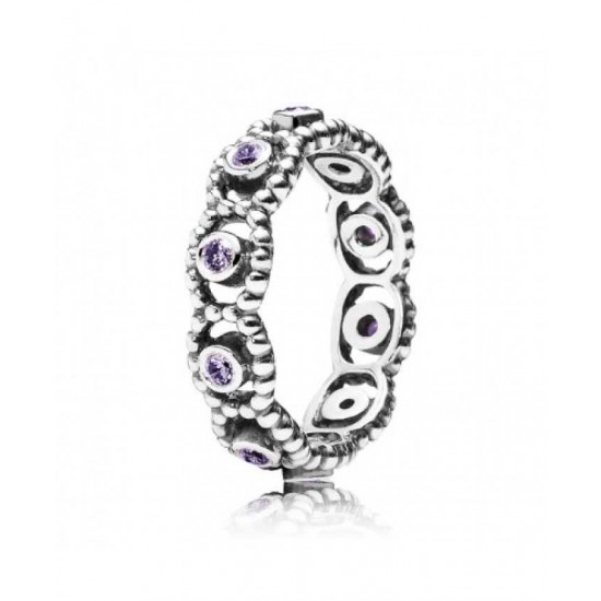 Pandora Ring-Silver Purple Cz Romance Jewelry