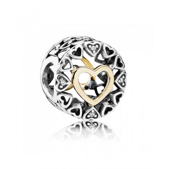 Pandora Charm-Silver 14ct Gold Circle Of Love Jewelry