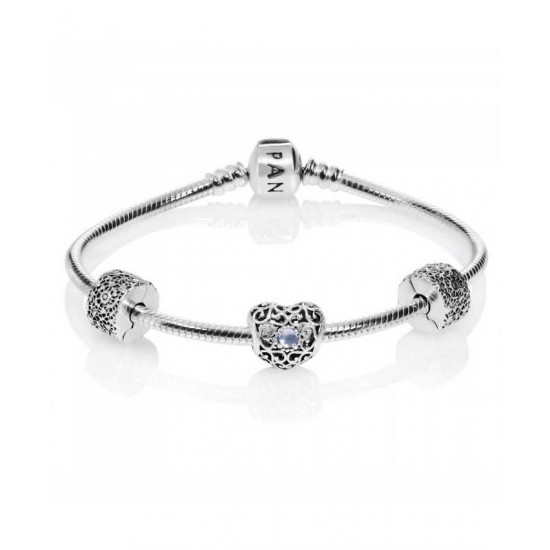 Pandora Bracelet-March Birthstone Complete Jewelry