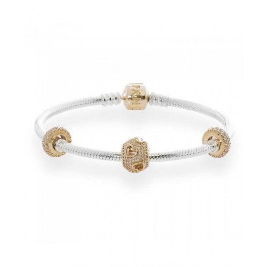 Pandora Bracelet-Tumbling Hearts Complete Jewelry