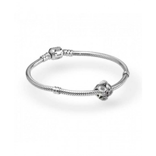 Pandora Bracelet-Floral Heart Padlock Complete Jewelry