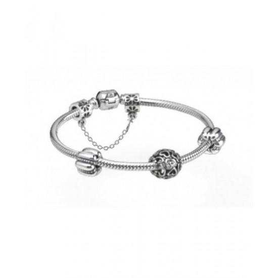 Pandora Bracelet-Hearts Entwined Silver Complete Jewelry