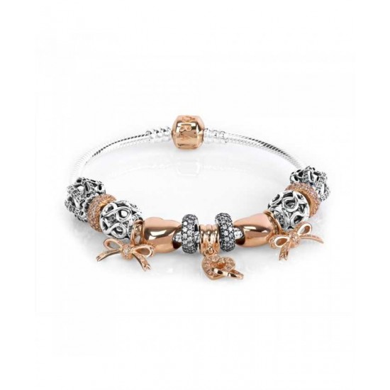 Pandora Bracelet-Rose Love Ties Complete Jewelry