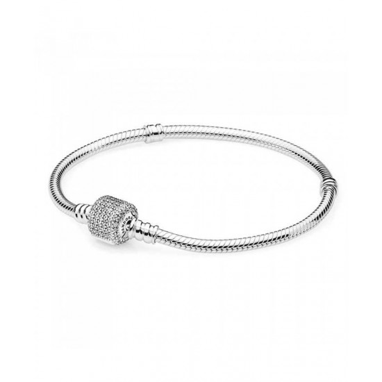 Pandora Bracelet-Silver Cubic Zirconia Signature Clasp Jewelry