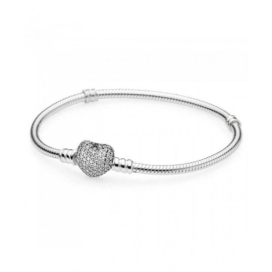 Pandora Bracelet-Silver Pave Heart Moments Jewelry