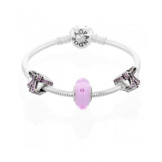 Pandora Bracelet-Pink Present Complete Jewelry