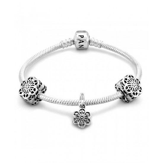Pandora Bracelet-Silver Floral Lace Bundle Jewelry