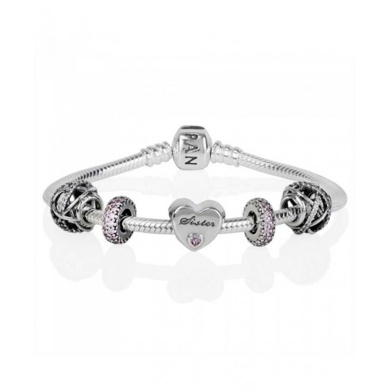 Pandora Bracelet-Sparkling Sisters Love Complete Jewelry