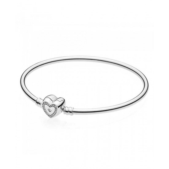 Pandora Bangle-Silver Wishful Heart Limited Edition Moments Jewelry
