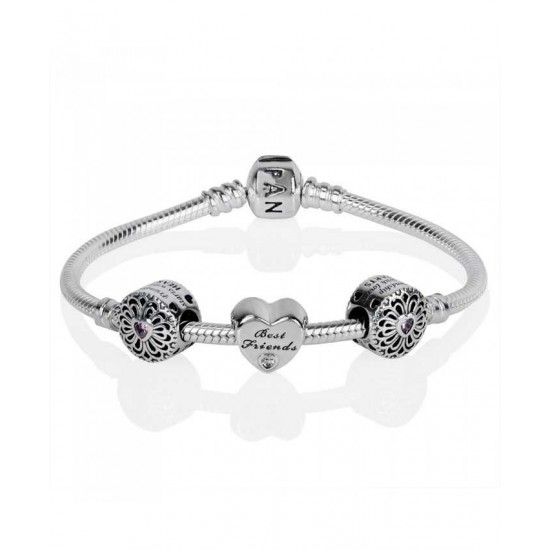 Pandora Bracelet-Silver Sparkling Friendship Complete Jewelry