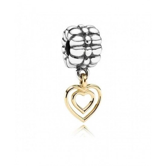 Pandora Charm-Silver 14ct Gold Dangling Heart Jewelry