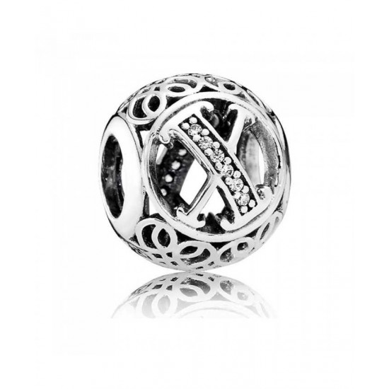 Pandora Charm-Silver Cubic Zirconia Vintage X Swirl Jewelry