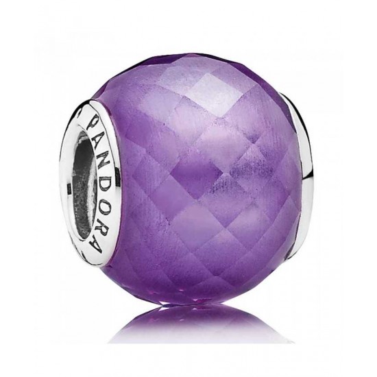 Pandora Charm-Silver Faceted Purple Cubic Zirconia Jewelry