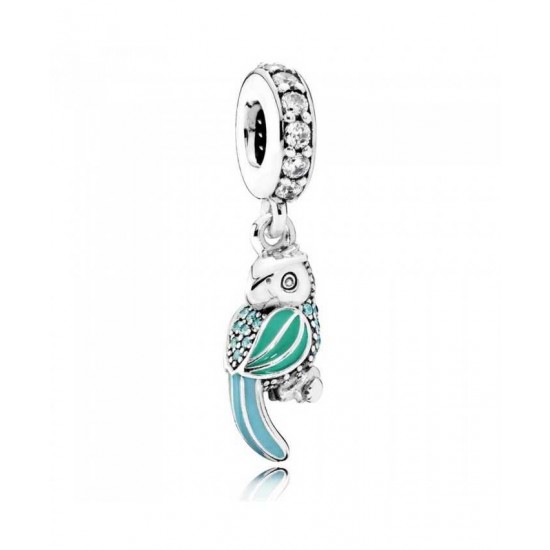 Pandora Charm-Oceanic Tropical Parrot Sterling Silver Enamel Drop Jewelry