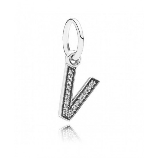 Pandora Charm-Sparkling Alphabet V Pendant Jewelry