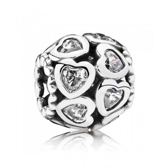 Pandora Charm-Silver Cubic Zirconia Openwork Heart Jewelry