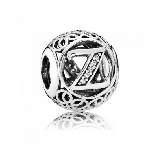 Pandora Charm-Silver Cubic Zirconia Vintage Z Swirl Jewelry