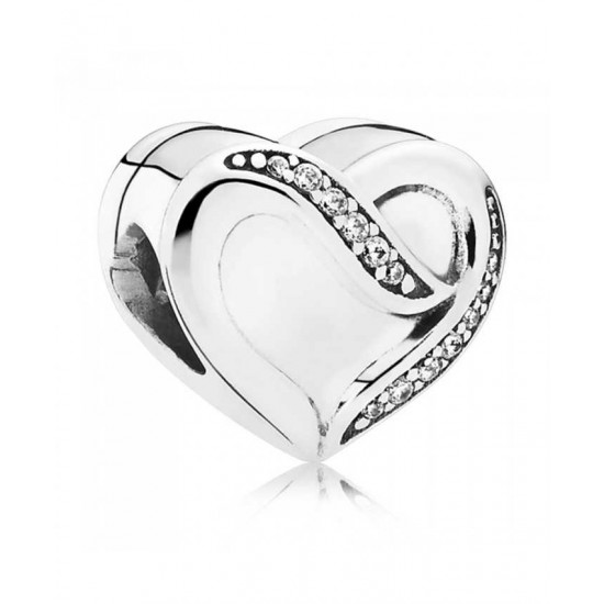 Pandora Charm-Silver Ribbon Of Love Cubic Zirconia Jewelry