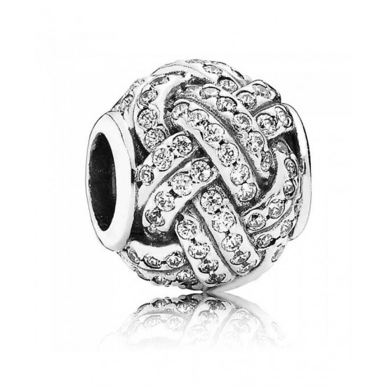 Pandora Charm-Silver Sparkling Love Knot Cubic Zirconia Jewelry