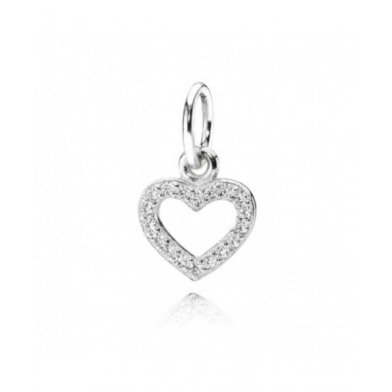 Pandora Charm-Silver Cubic Zirconia Open Heart Pendant Jewelry