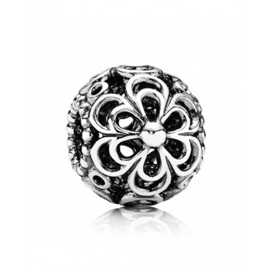 Pandora Charm-Silver Floral Criss Cross Bead Jewelry