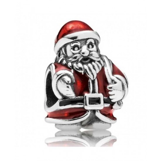 Pandora Charm-Silver Red Enamel Santa Bead Jewelry