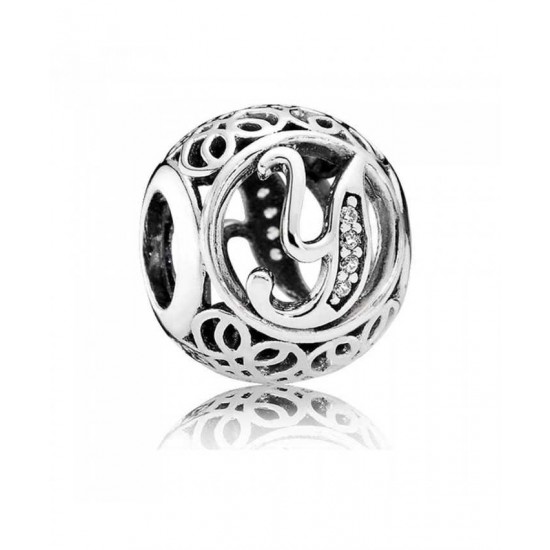 Pandora Charm-Silver Cubic Zirconia Vintage Y Swirl Jewelry