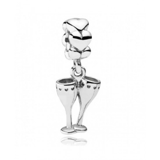 Pandora Charm-Silver Champagne Glasses Jewelry