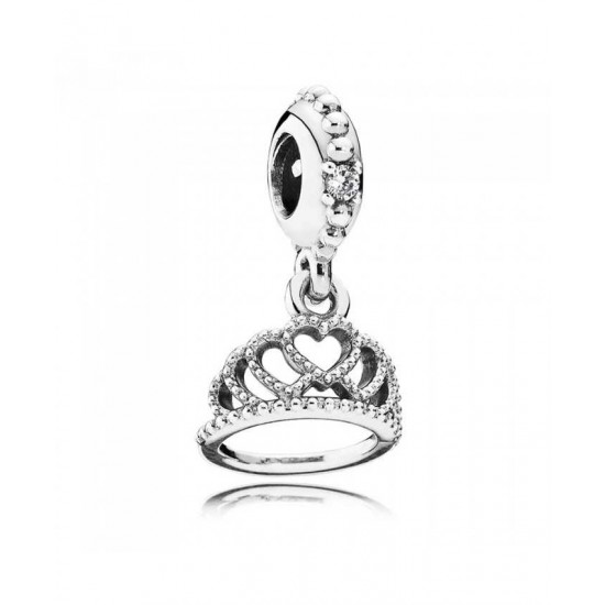 Pandora Charm-Silver Cubic Zirconia Heart Tiara Jewelry