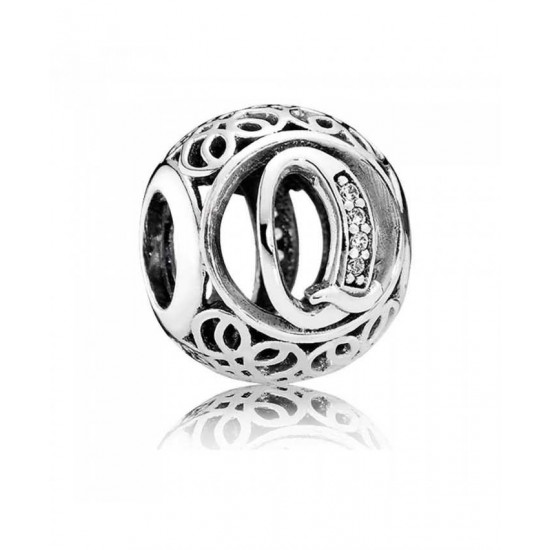 Pandora Charm-Silver Cubic Zirconia Vintage Q Swirl Jewelry