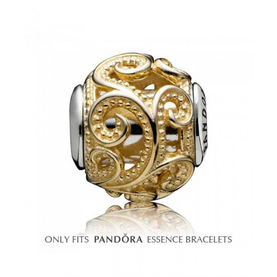 Pandora Charm-Essence Silver 14ct Gold Swirl Creativity Jewelry