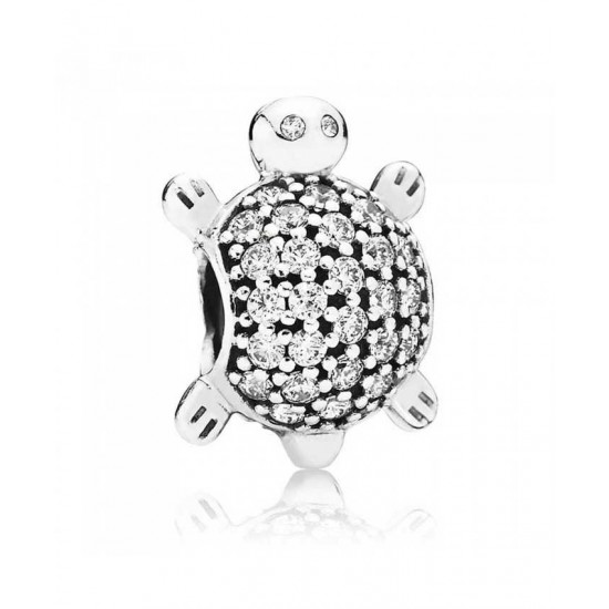 Pandora Charm-Silver Cubic Zirconia Sea Turtle Jewelry