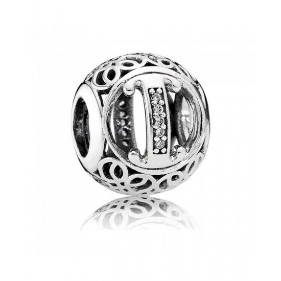 Pandora Charm-Silver Cubic Zirconia Vintage I Swirl Jewelry