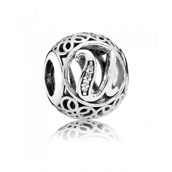 Pandora Charm-Silver Cubic Zirconia Vintage U Swirl Jewelry