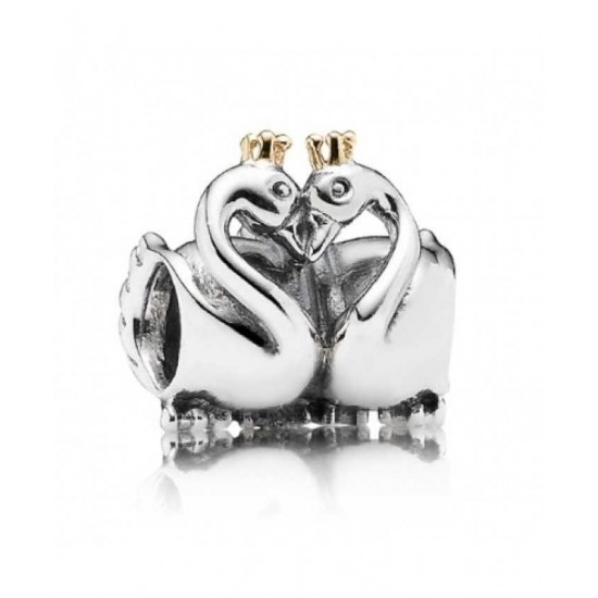Pandora Charm-Silver 14ct Gold Swan Embrace Jewelry