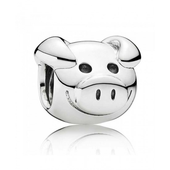 Pandora Charm-Silver Playful Pig Jewelry