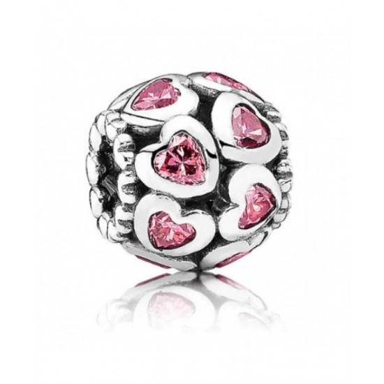 Pandora Bead-Silver Openwork Pink Cz Hearts Jewelry
