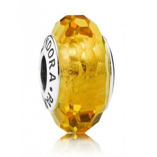 Pandora Bead-Silver Gold Faceted Murano Glass Jewelry