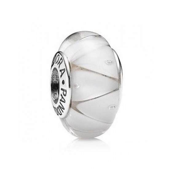 Pandora Charm-Silver And White Murano Glass Jewelry