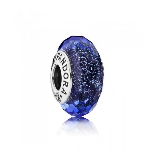 Pandora Charm-Silver Iridescent Blue Faceted Glass Jewelry
