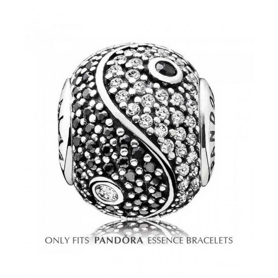 Pandora Charm-Essence Silver Clear And Black Cubic Zirconia Balance Jewelry