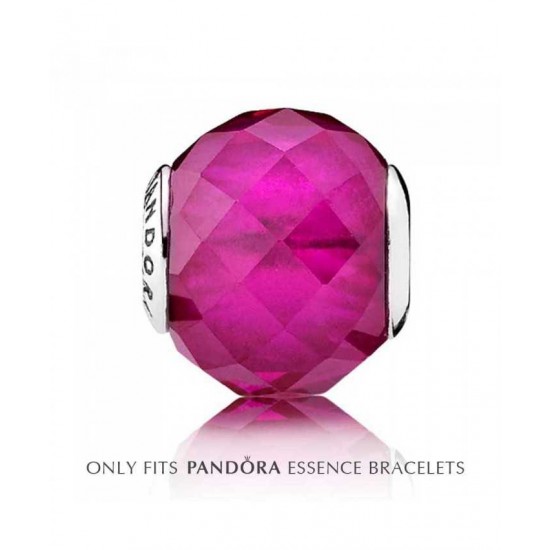 Pandora Charm-Essence Silver Pink Crystal Happiness Jewelry