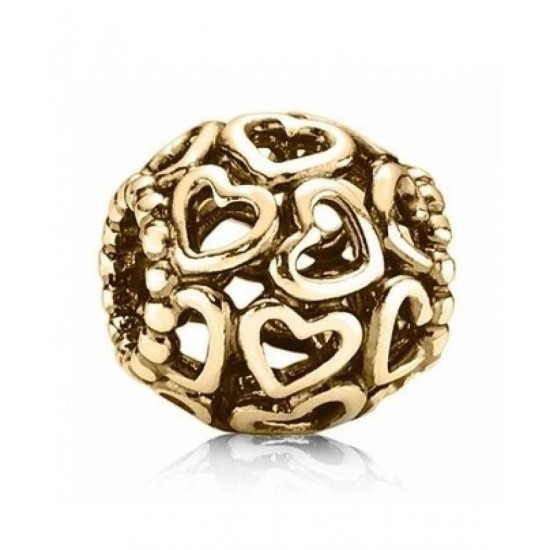 Pandora Bead-14ct Gold Open Work Hearts Jewelry