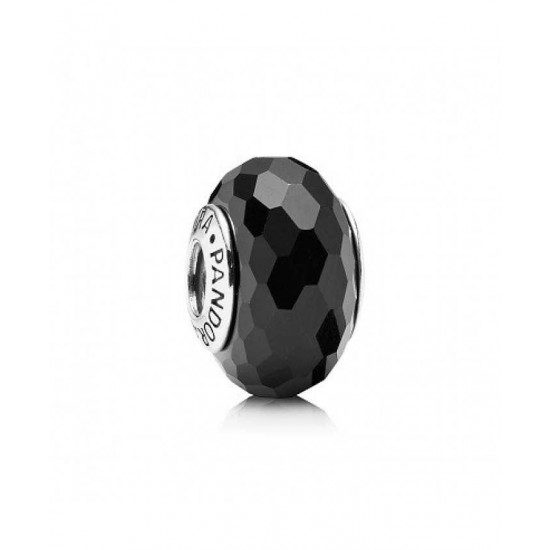 Pandora Bead-Sterling Silver Black Faceted Murano Glass Jewelry