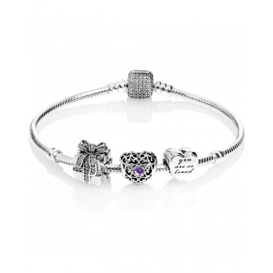 Pandora Bracelet-Sparkling February Birthstone Complete Jewelry