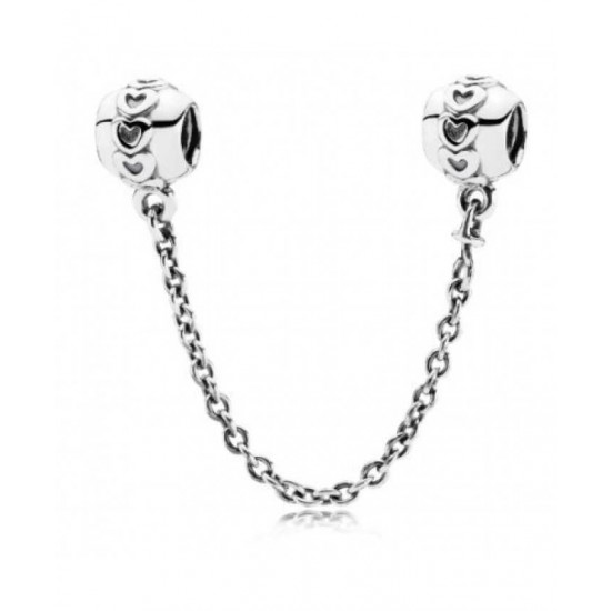 Pandora Safety Chain-Silver Hearts Jewelry
