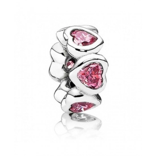 Pandora Spacer-Silver Pink Cz Heart Jewelry