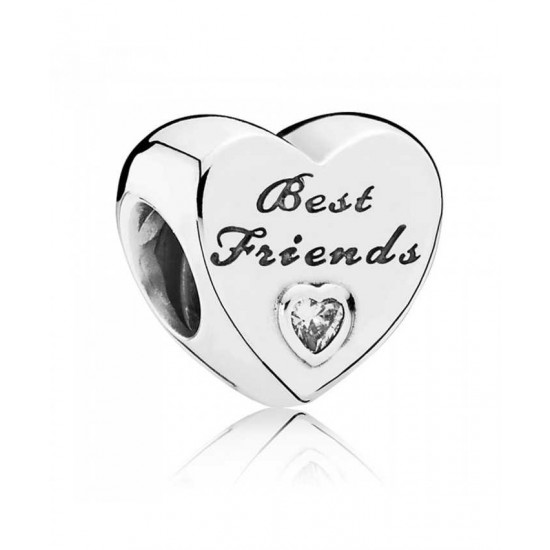 Pandora Charm-Silver Cubic Zirconia Friendship Heart Jewelry
