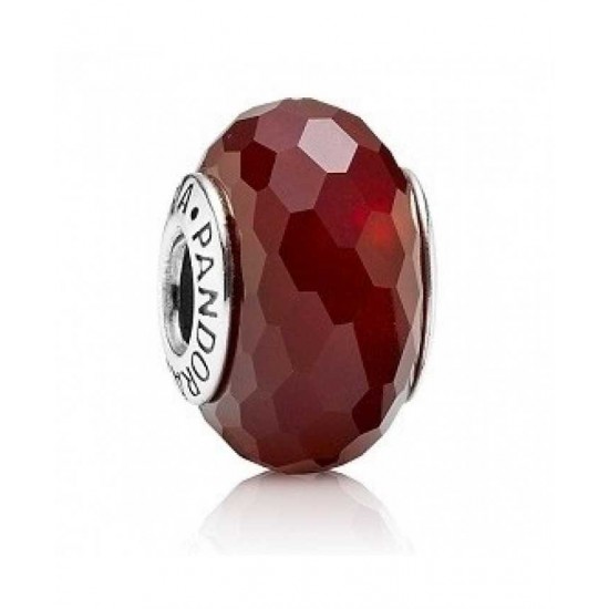 Pandora Bead-Sterling Silver Red Faceted Murano Glass Jewelry